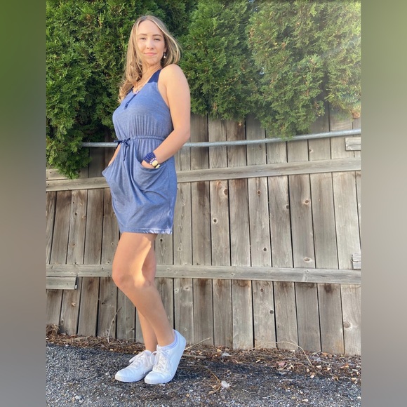 Blue Razor Back Dress - Picture 2 of 7